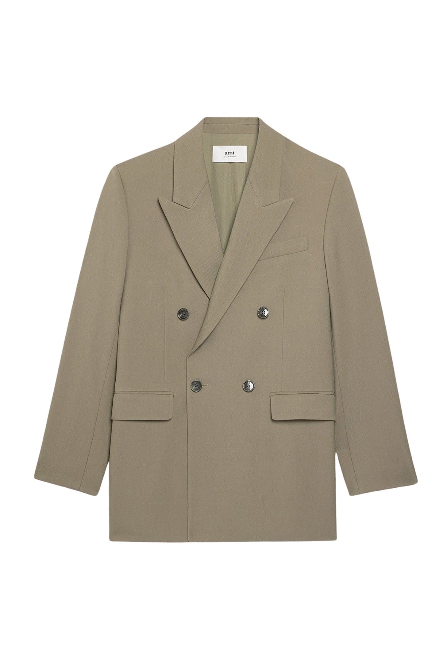 Blazer oversize croisé en laine - Taupe