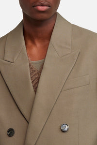 Blazer oversize croisé en laine - Taupe