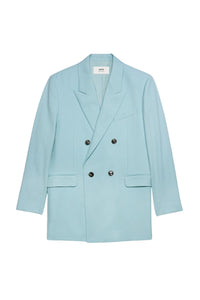 Blazer oversize croisé en laine - Aquamarine