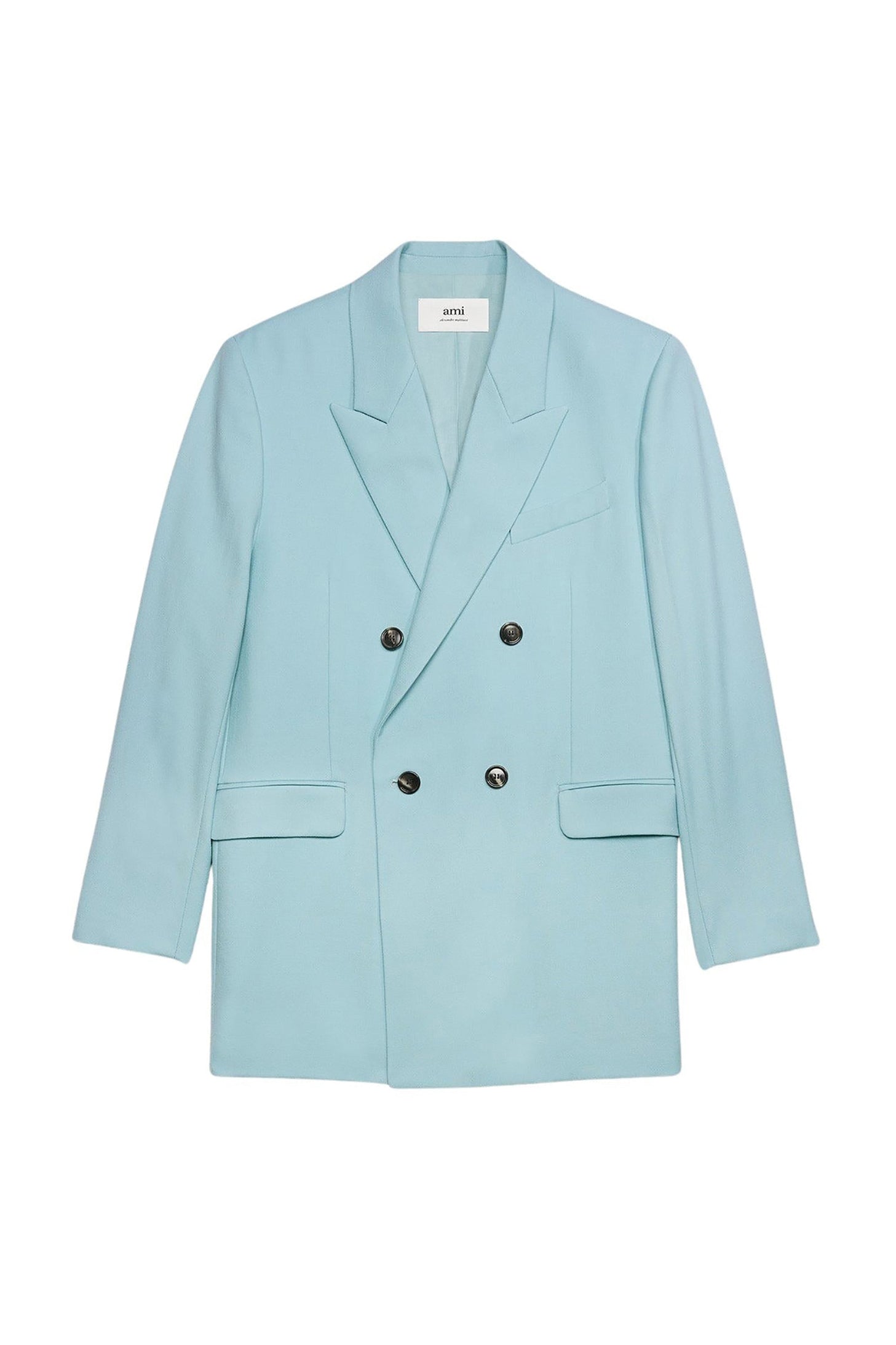 Blazer oversize croisé en laine - Aquamarine