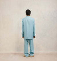 Blazer oversize croisé en laine - Aquamarine