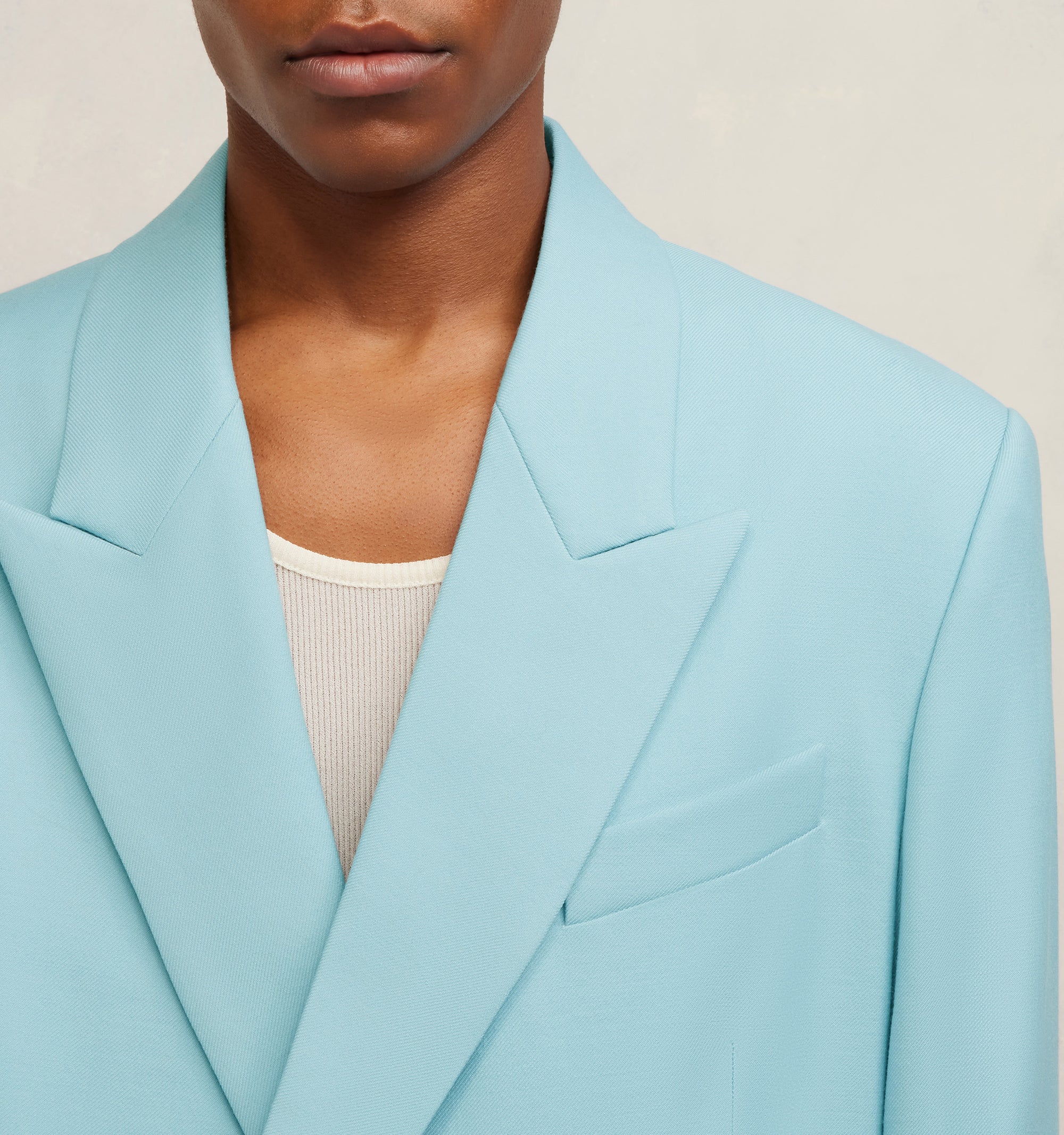 Blazer oversize croisé en laine - Aquamarine