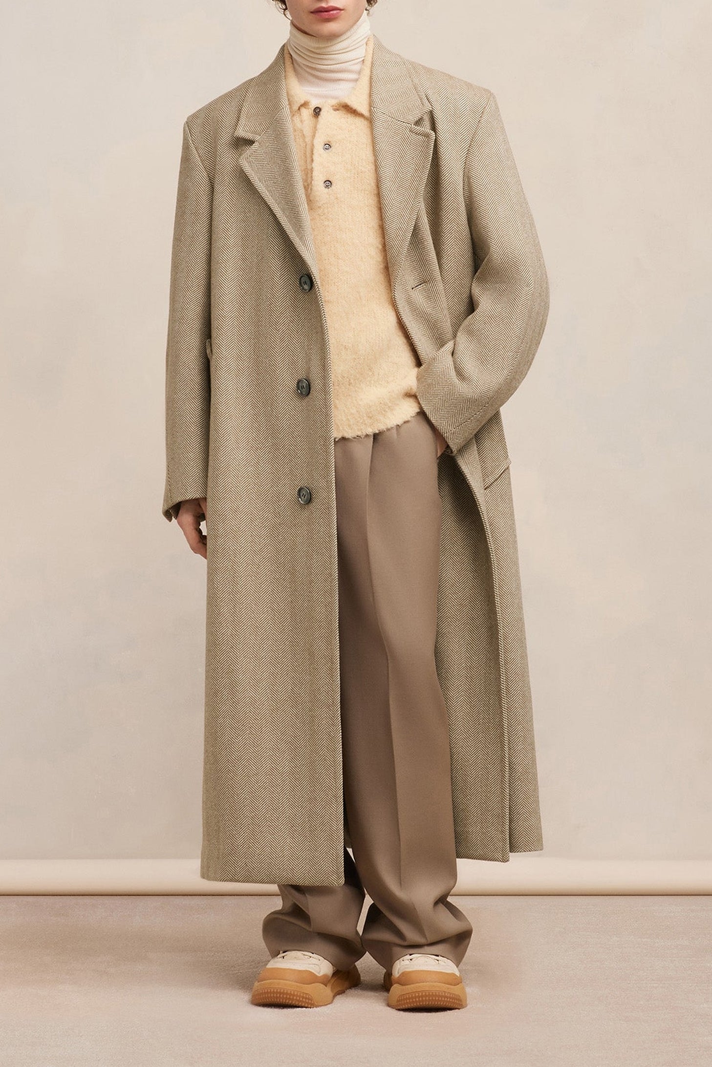 Manteau oversize en laine - Champagne & Ivory