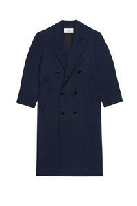 Manteau oversize croisé en laine et cachemire - Night Blue