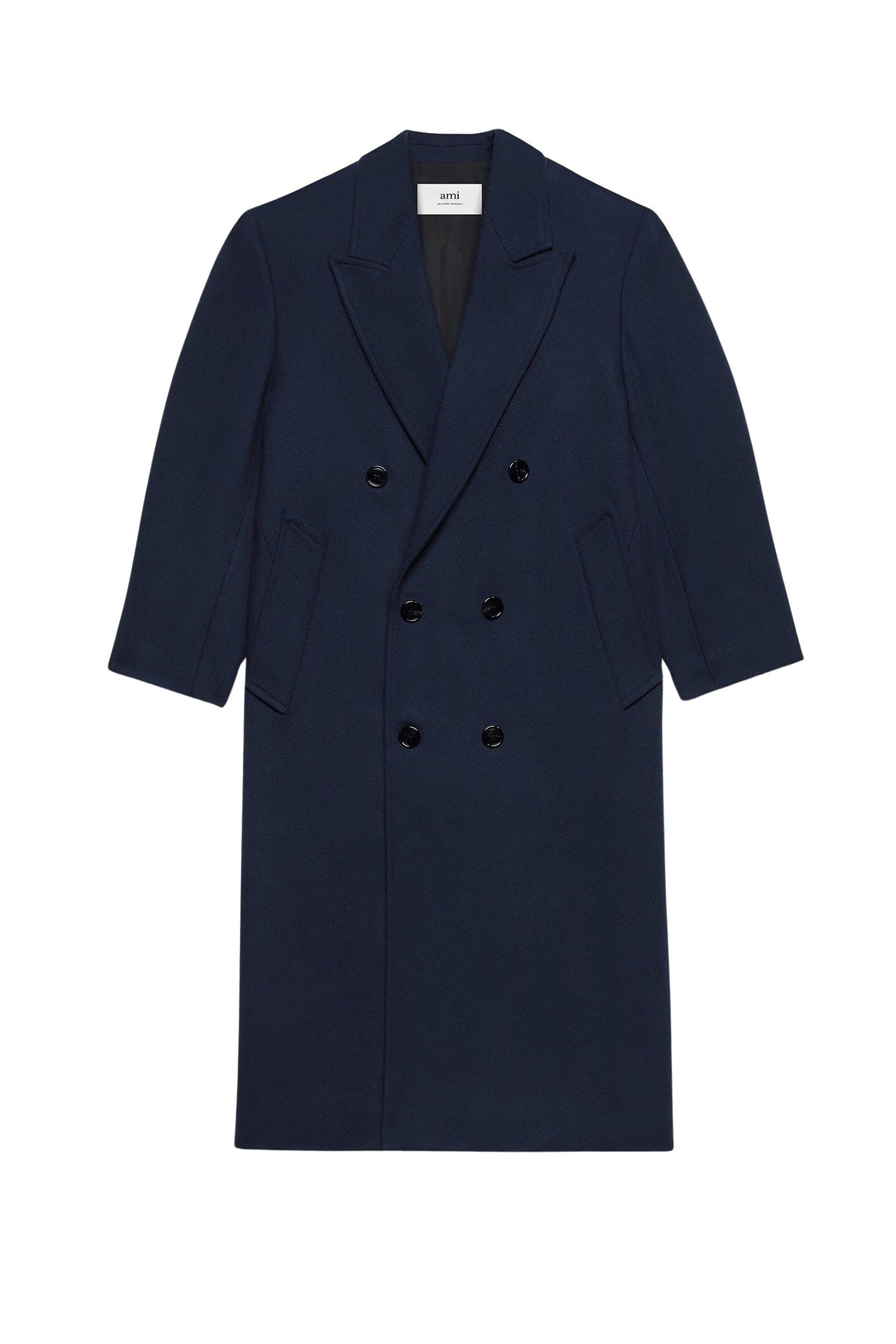 Manteau oversize croisé en laine et cachemire - Night Blue