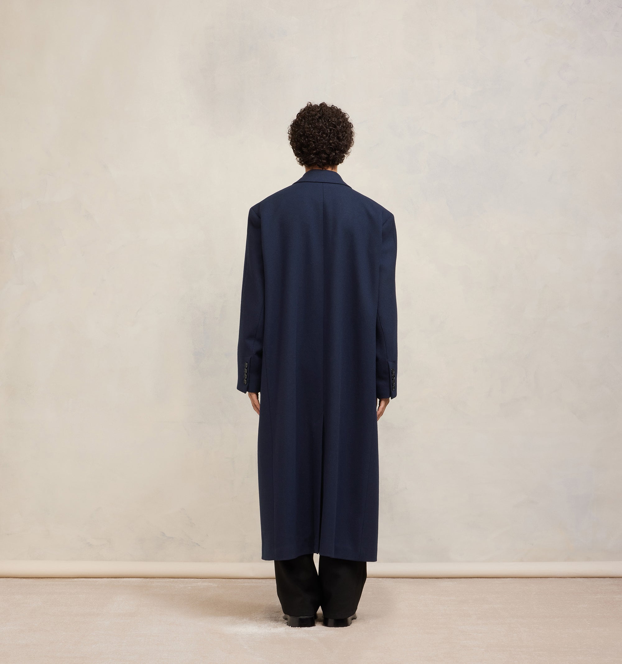 Manteau oversize croisé en laine et cachemire - Night Blue