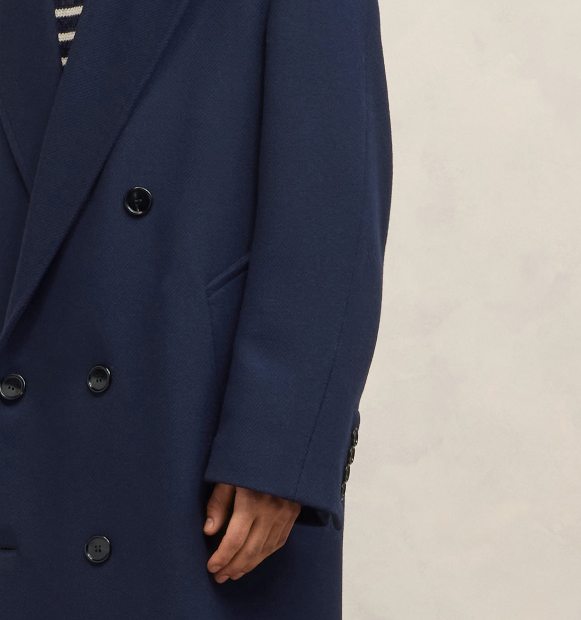 Manteau oversize croisé en laine et cachemire - Night Blue
