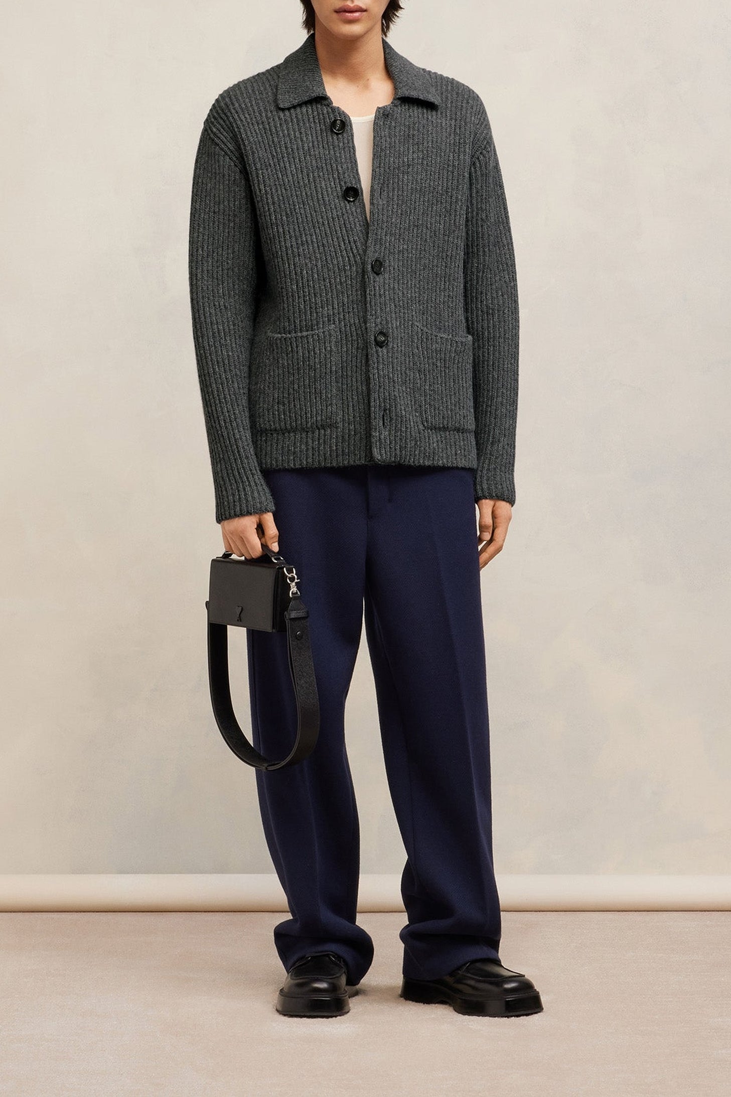 Cardigan à poches en laine - Heather Grey