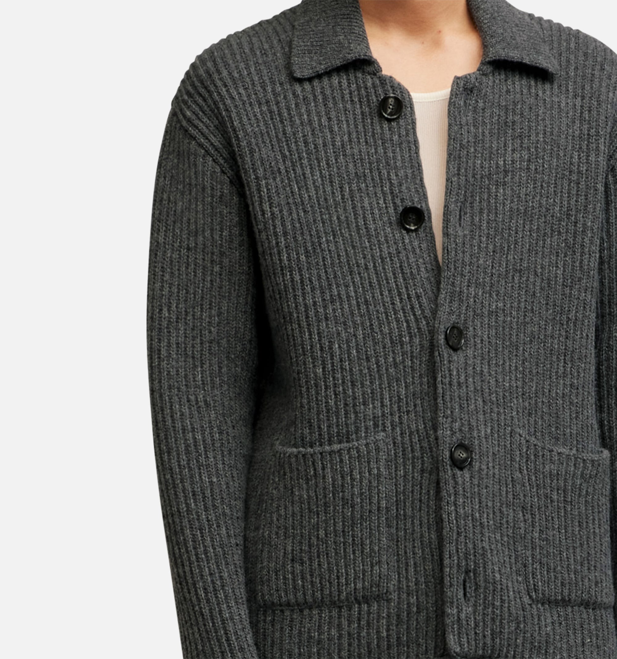 Cardigan à poches en laine - Heather Grey