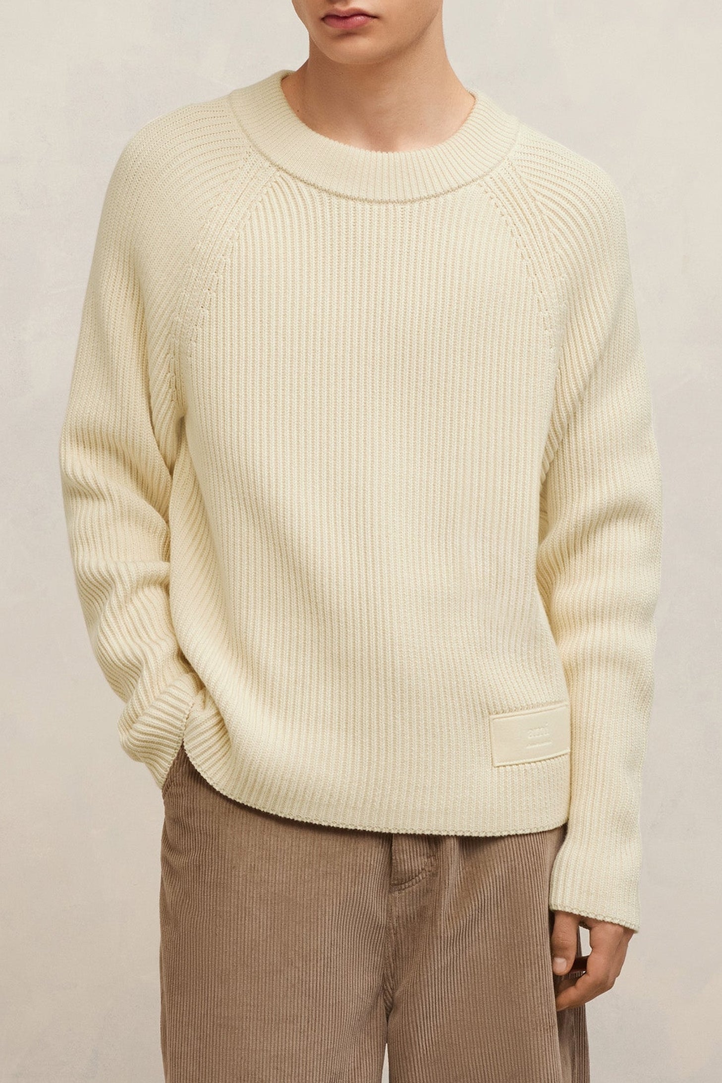 Pull Ami Alexandre Mattiussi à col rond en maille - Ivory