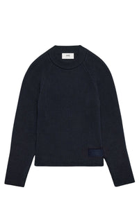 Pull Ami Alexandre Mattiussi à col rond en maille - Night Blue