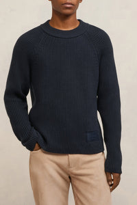 Pull Ami Alexandre Mattiussi à col rond en maille - Night Blue