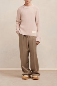 Pull Ami Alexandre Mattiussi à col rond en maille - Nude Pink