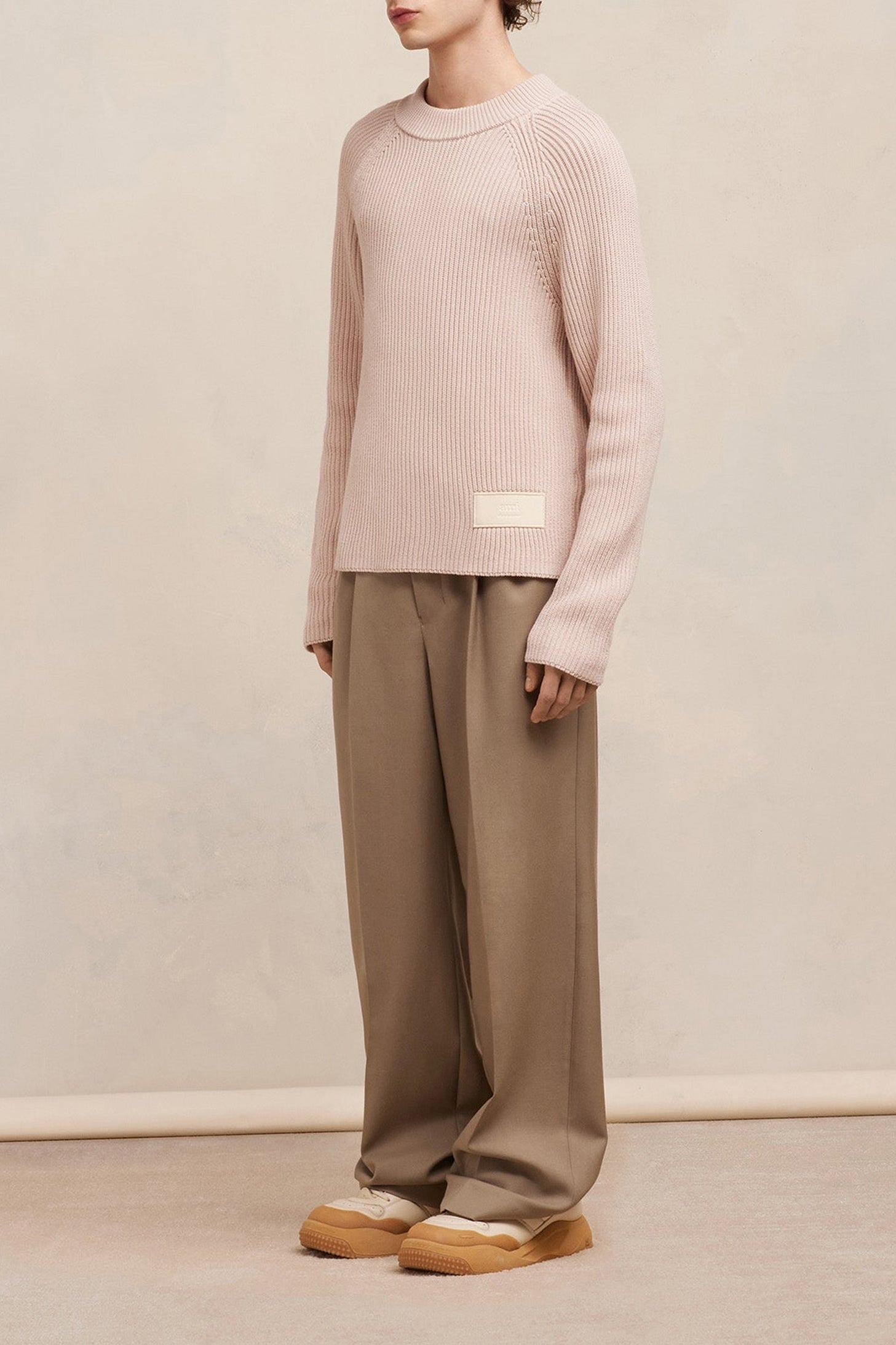 Pull Ami Alexandre Mattiussi à col rond en maille - Nude Pink