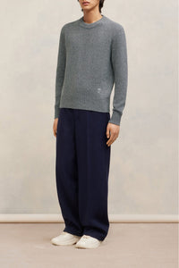 Pull Ami de Cœur à col rond en cachemire et laine - Heather Grey