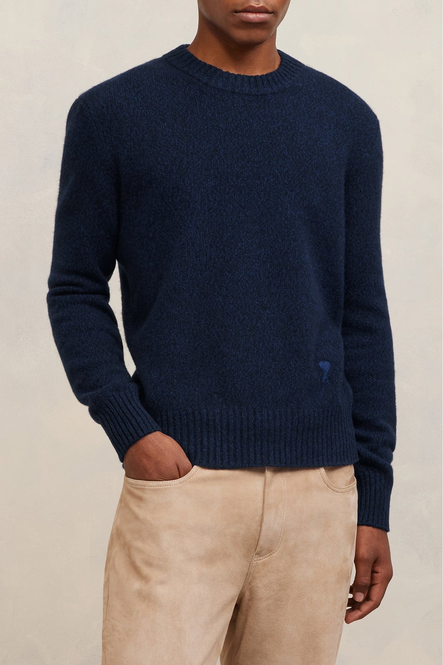 Pull Ami de Cœur à col rond en cachemire et laine - Night Blue
