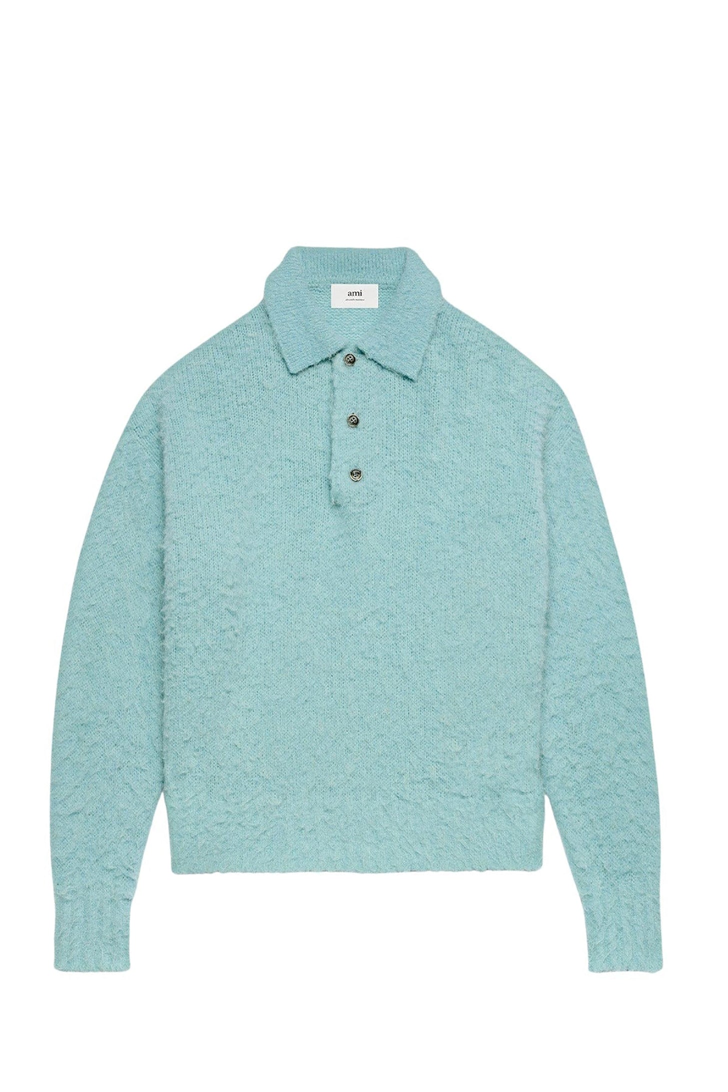 Pull brossé à boutons en laine - Aquamarine