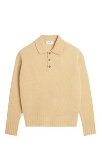 Pull brossé à boutons en laine - Vanilla Cream