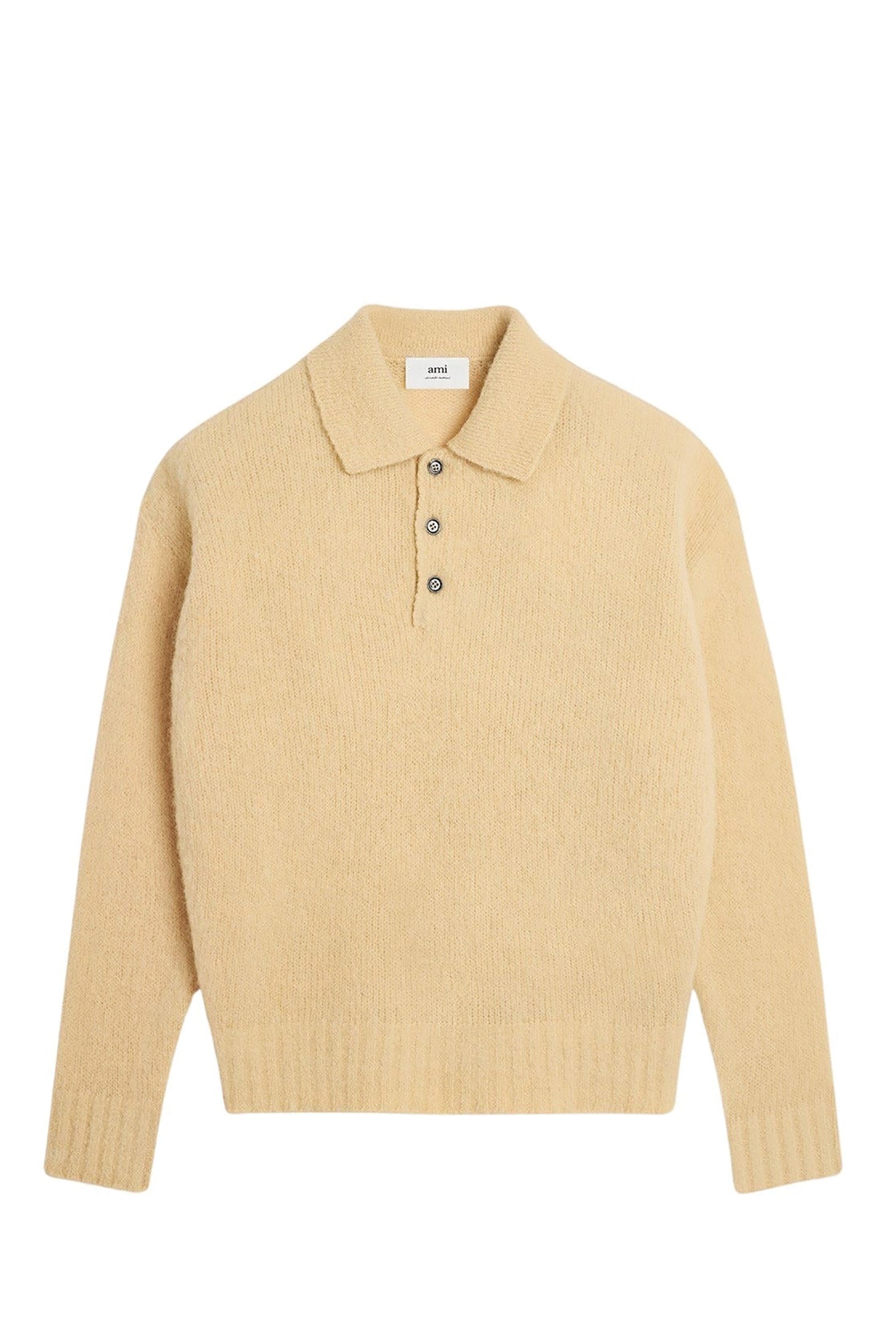 Pull brossé à boutons en laine - Vanilla Cream
