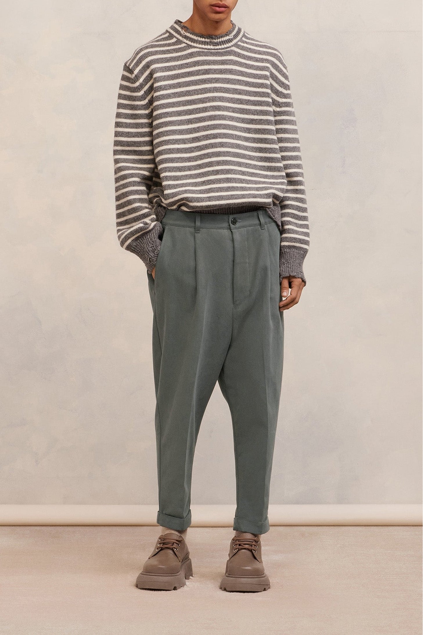Pantalon coupe carotte oversize - Mineral Grey