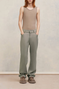 Pantalon droit en laine - Taupe