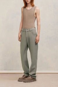 Pantalon droit en laine - Taupe