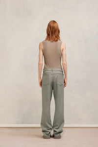 Pantalon droit en laine - Taupe