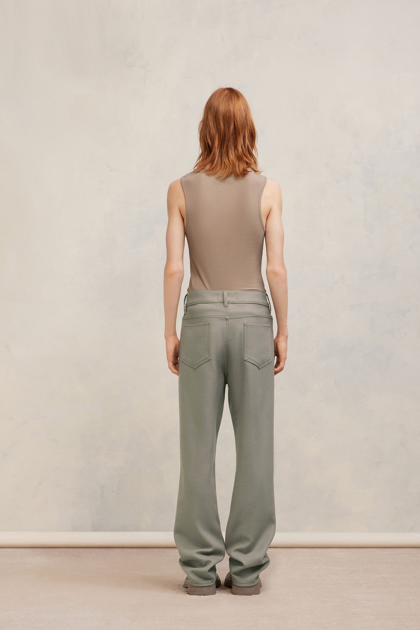 Pantalon droit en laine - Taupe