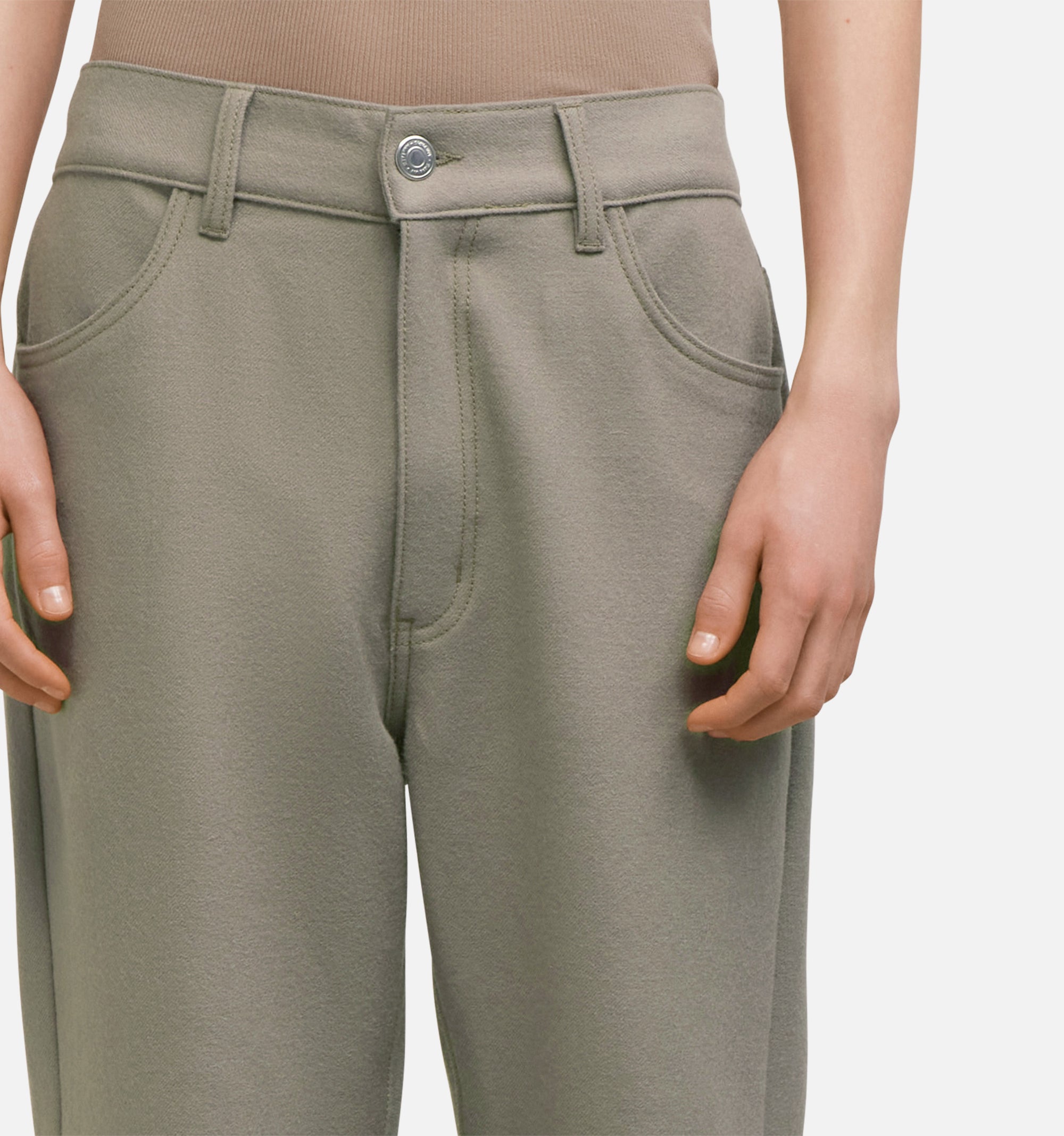 Pantalon droit en laine - Taupe