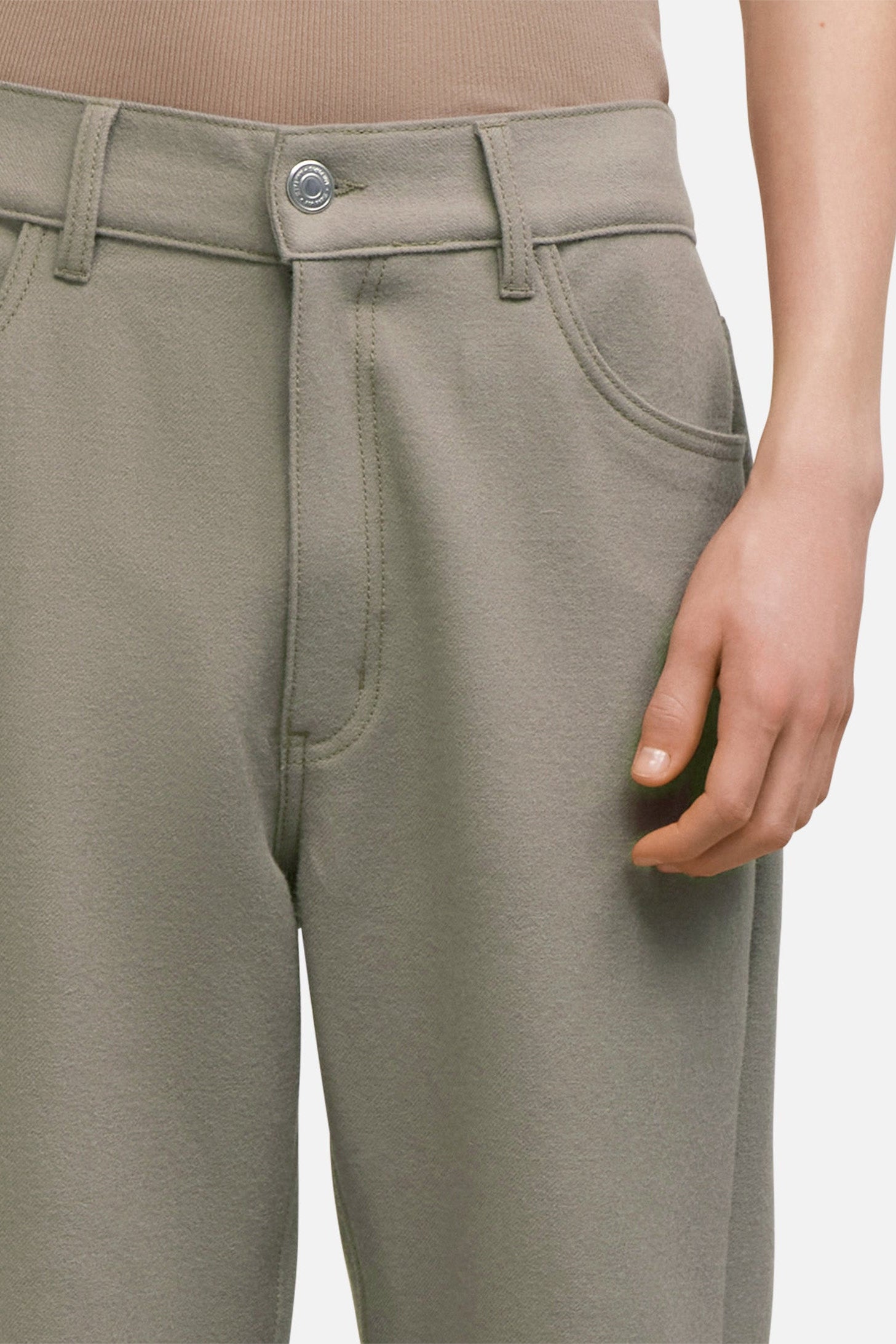 Pantalon droit en laine - Taupe