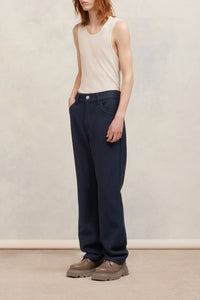 Pantalon droit en laine - Night Blue