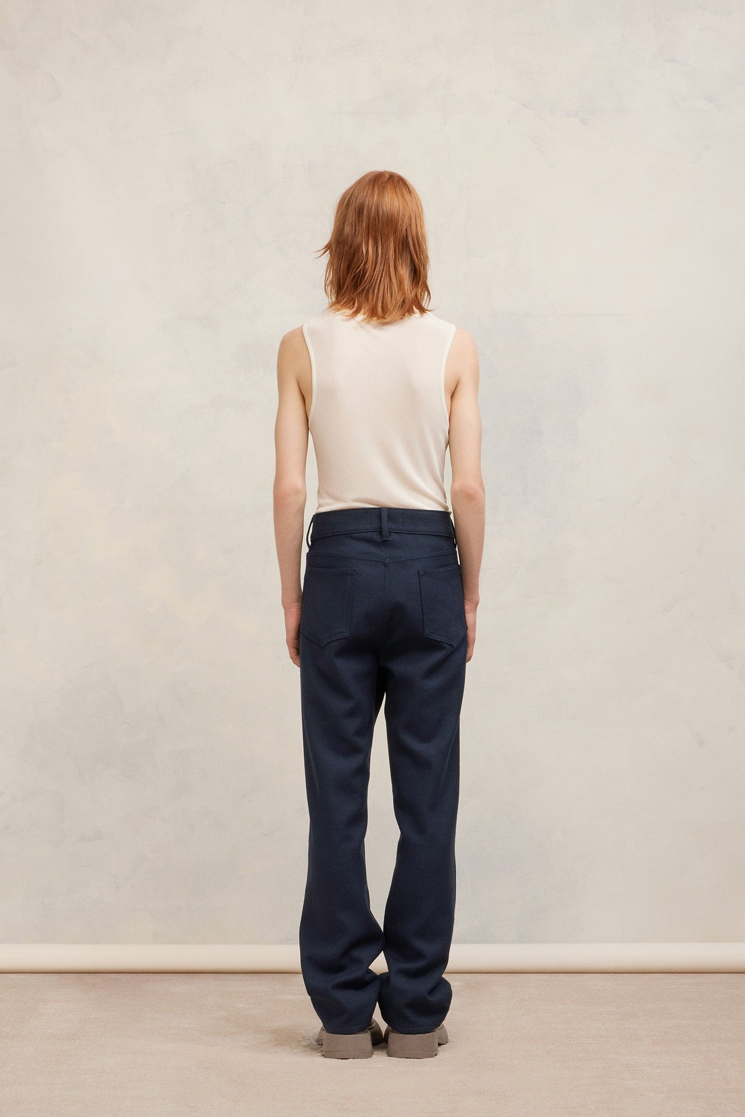 Pantalon droit en laine - Night Blue