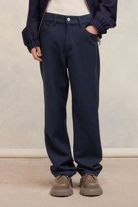 Pantalon droit en laine - Night Blue