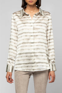 Elegant Levy long-sleeved silk shirt - Striped Tie & Dye