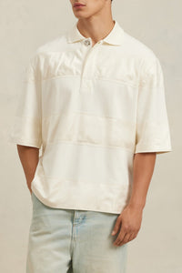 Polo Ami x Antoine Dupont à rayures ton sur ton - Ivory