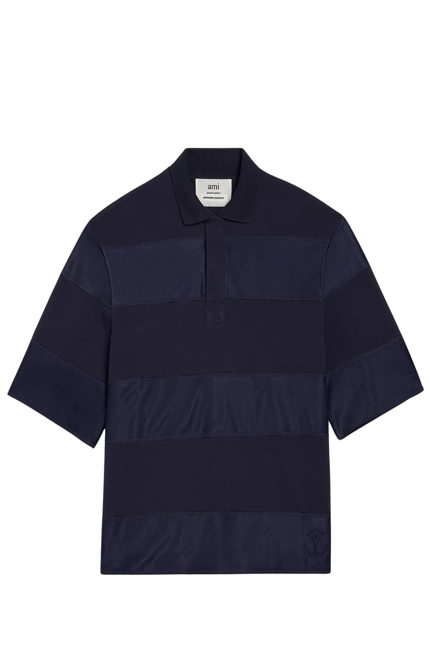 Polo Ami x Antoine Dupont à rayures ton sur ton - Night Blue