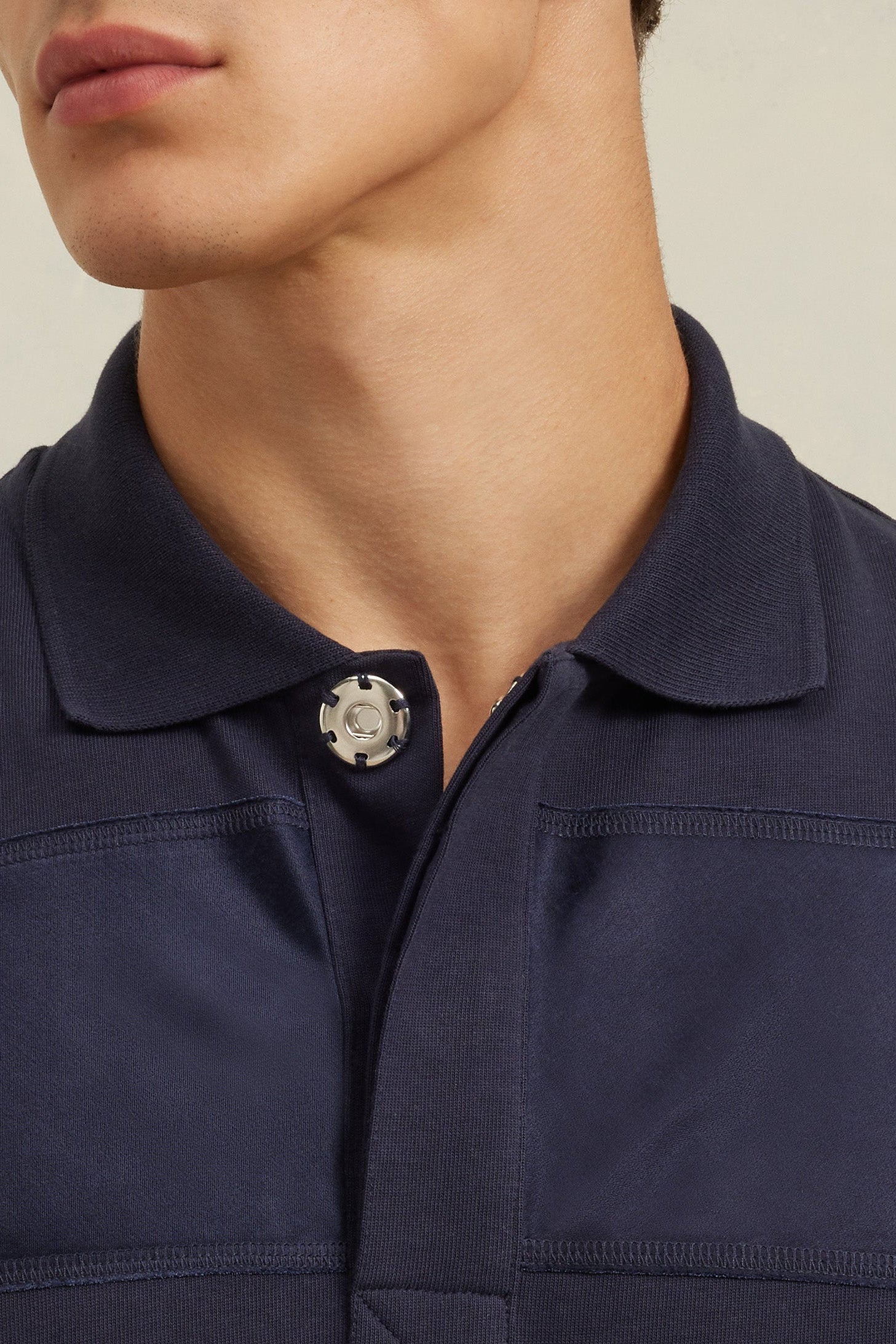 Polo Ami x Antoine Dupont à rayures ton sur ton - Night Blue