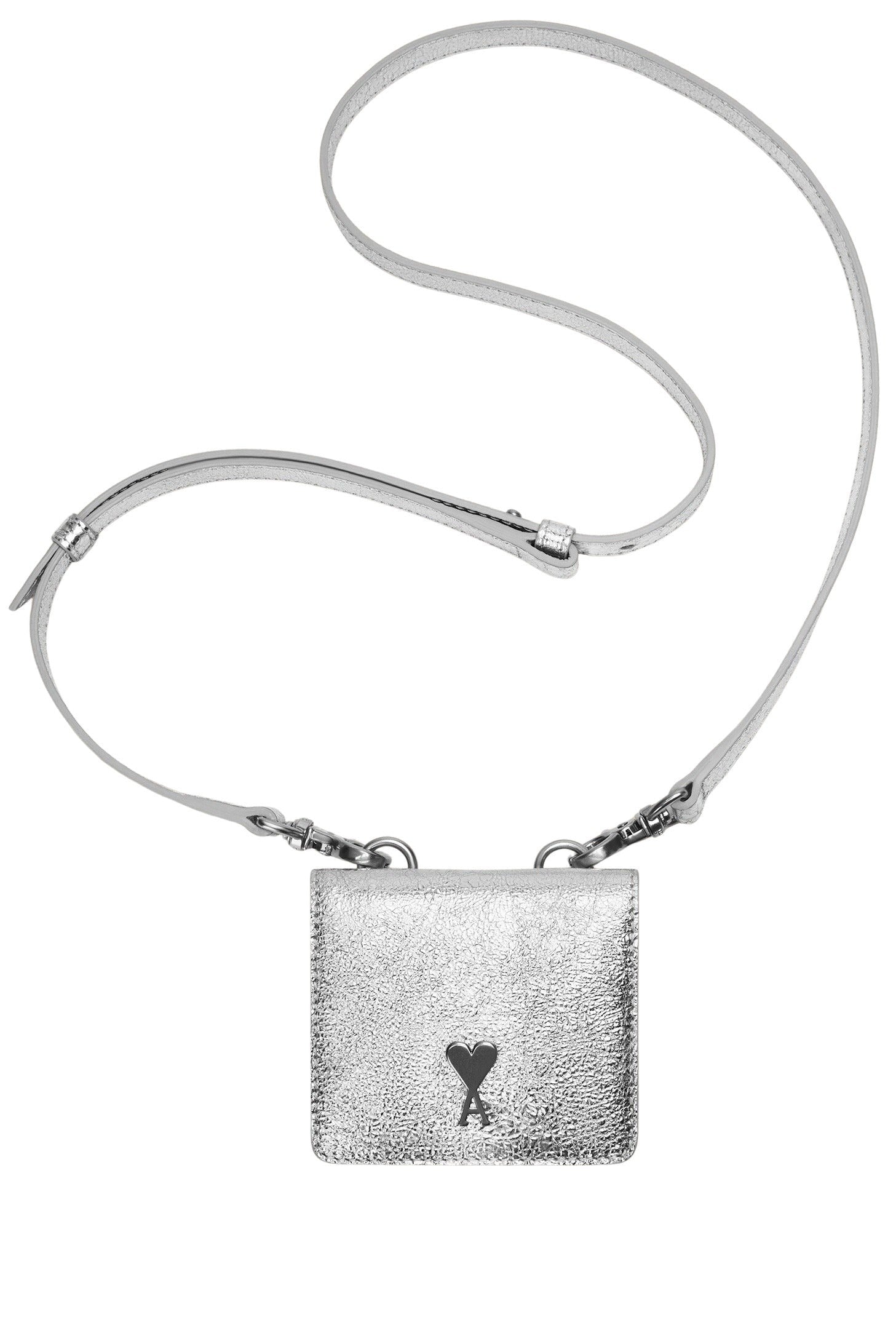 Porte-cartes Ami de Cœur à bandoulière en cuir - Silver