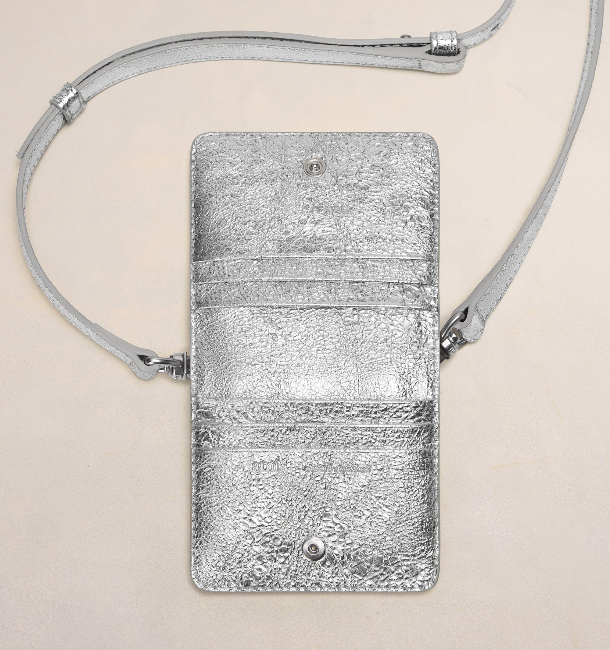 Porte-cartes Ami de Cœur à bandoulière en cuir - Silver