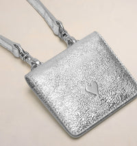 Porte-cartes Ami de Cœur à bandoulière en cuir - Silver