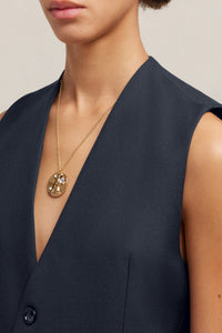 Gilet à poches passepoilées en laine - Night Blue