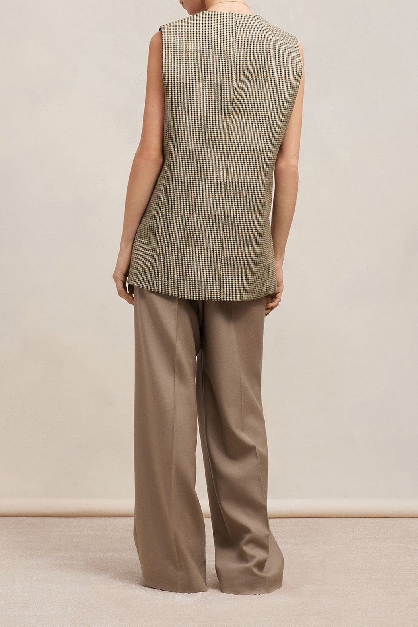 Gilet à poches passepoilées en laine - Champagne & Black