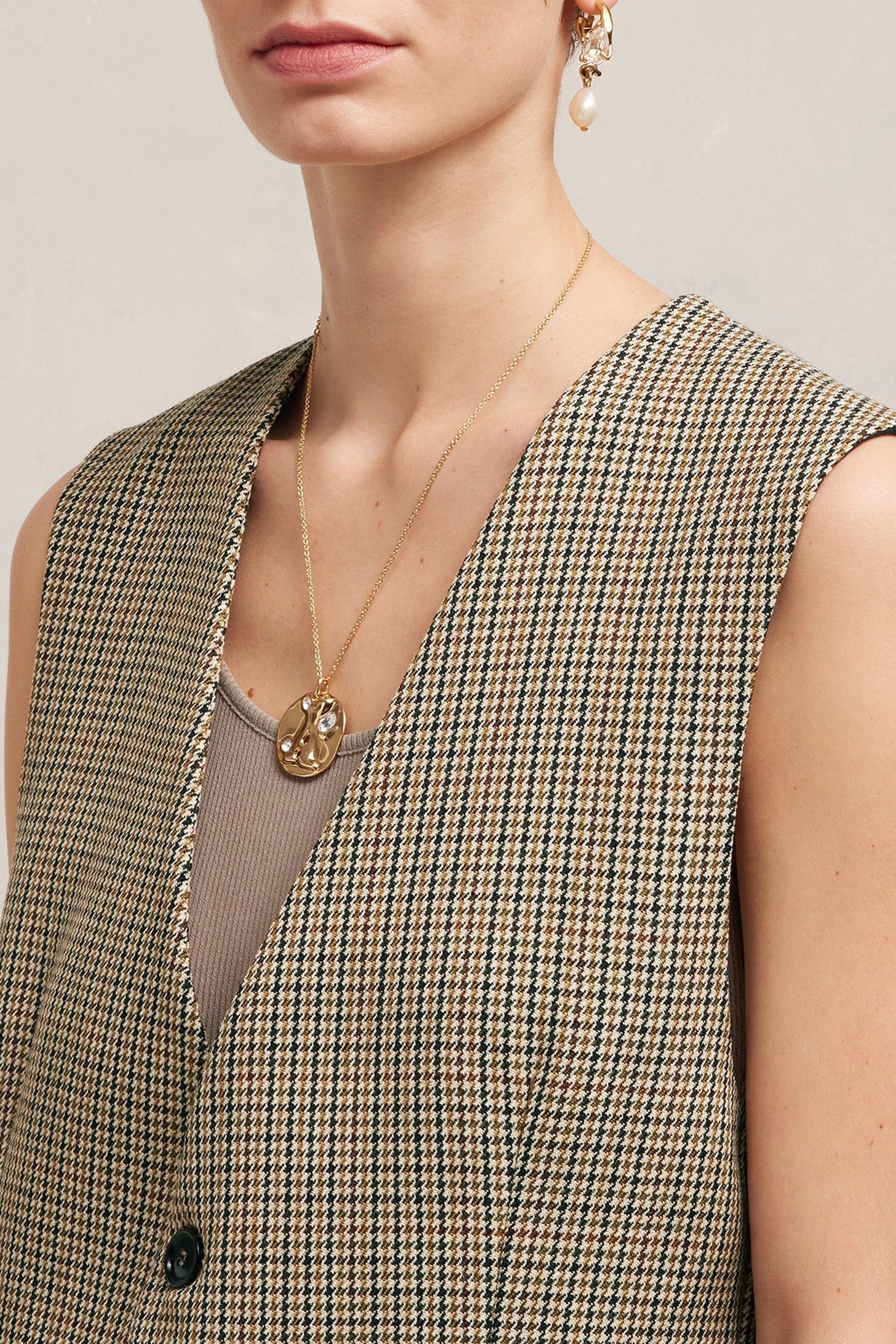 Gilet à poches passepoilées en laine - Champagne & Black