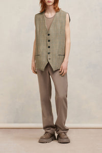 Gilet à poches passepoilées en laine - Champagne & Black