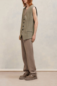 Gilet à poches passepoilées en laine - Champagne & Black