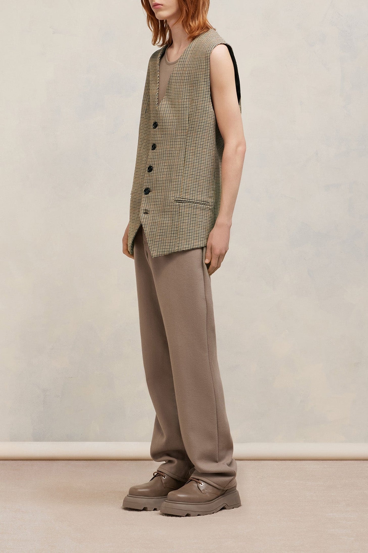 Gilet à poches passepoilées en laine - Champagne & Black