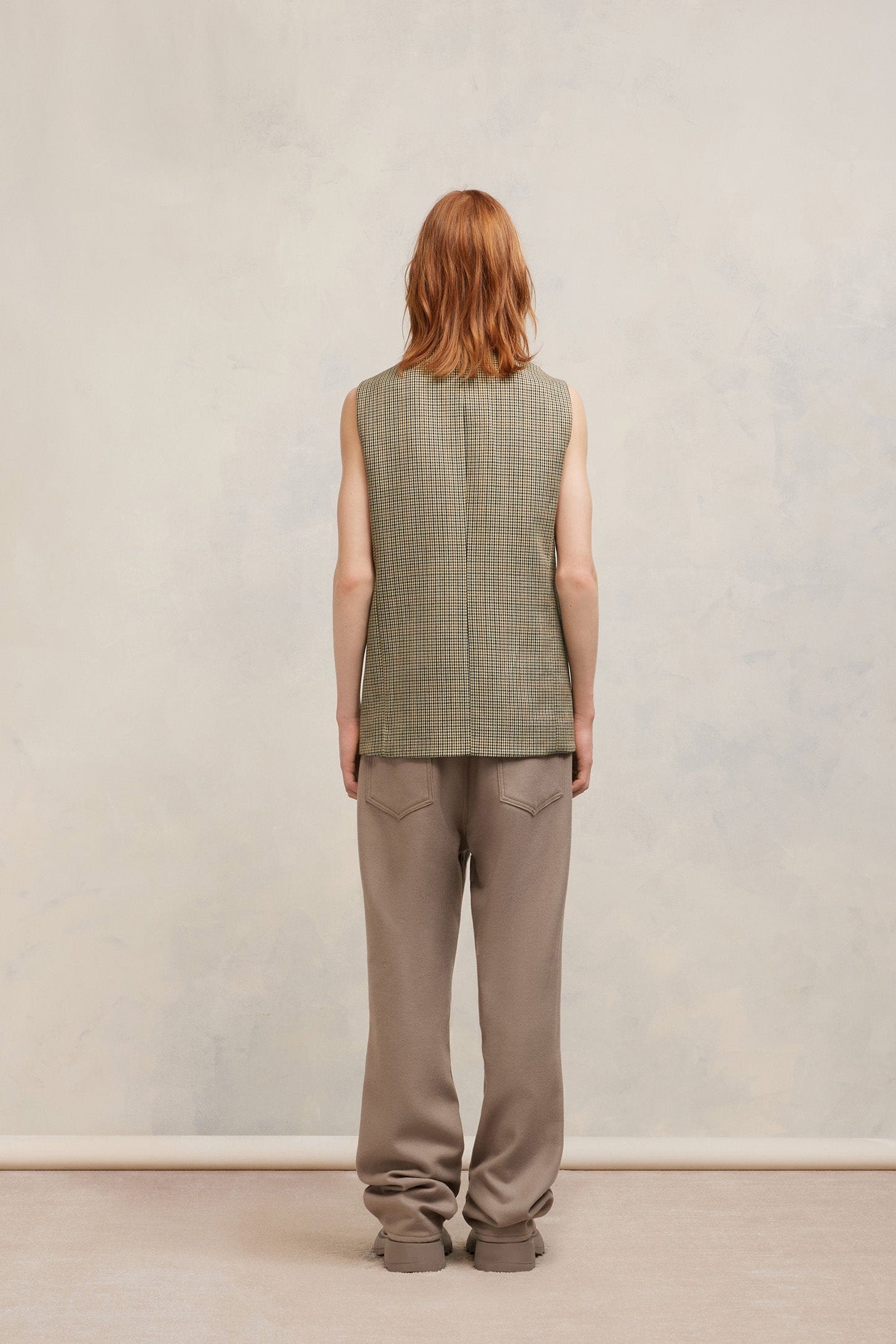 Gilet à poches passepoilées en laine - Champagne & Black