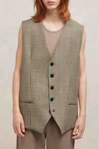 Gilet à poches passepoilées en laine - Champagne & Black