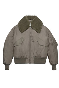 Bomber à col fourré amovible - Taupe