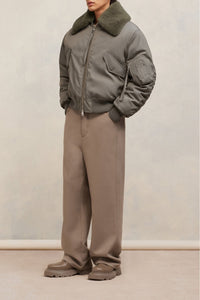 Bomber à col fourré amovible - Taupe